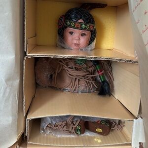 NIB Vtg 1992 Danbury Mint ArtAffects Brave & Free Porcelain Native American Doll